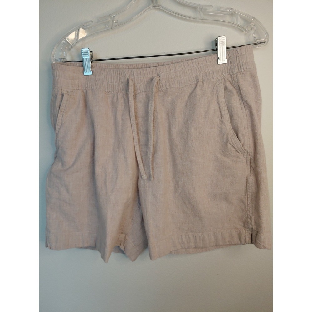 Abercrombie Fitch Linen Womens Shorts Blend Stretch Sz M Beige Beachy Travel